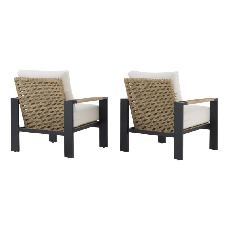 Better Homes and Gardens Ventura 2-Piece Outdoor Wicker Chat Chair, Beige - Image 4