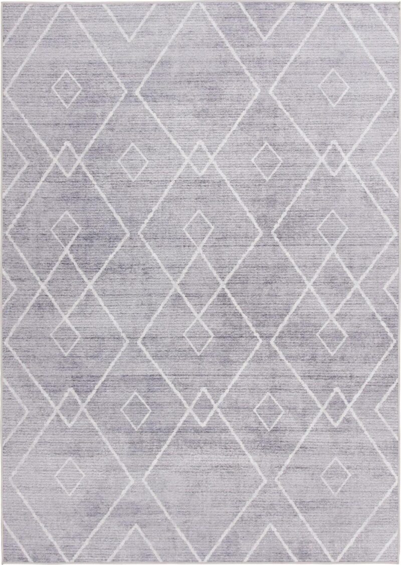 Better Homes and Gardens Geometric Machine Washable Indoor Area Rug, Gray, 7'2 x9'10
