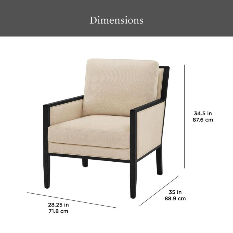 Better Homes and Gardens Windsor Linen Armchair, Espresso Wood - Image 3