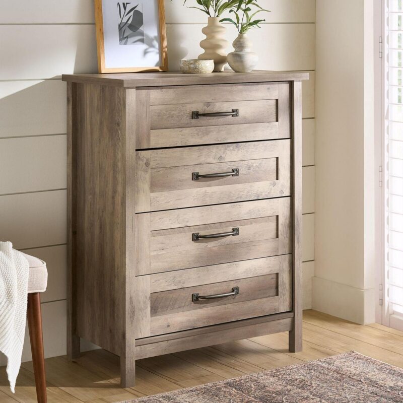 Better Homes and Gardens Modern Farmhouse 4-Drawer Dresser, Rustic Gray Finish - Image 6