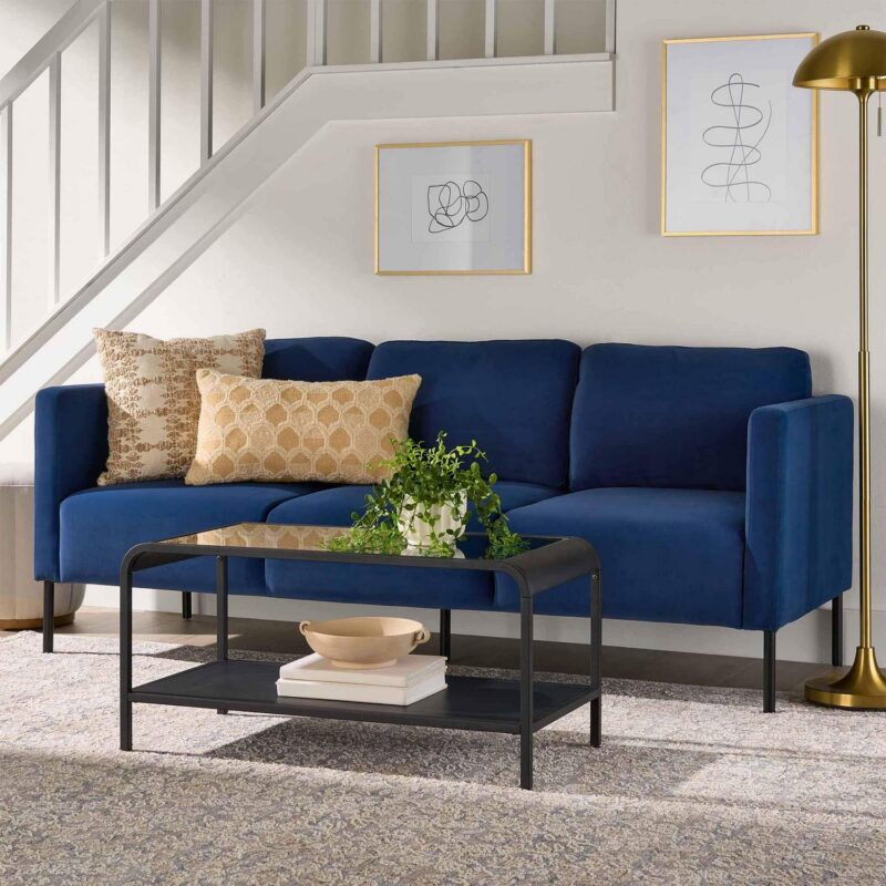 Better Homes and Gardens Wyatt Velvet Sofa, Blue Cove - Image 8