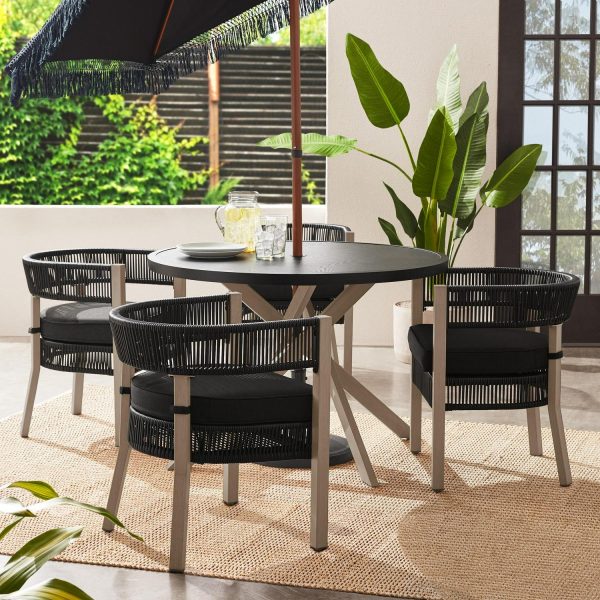 Better Homes and Gardens Tarren 5 Piece Outdoor Dining Set, Black