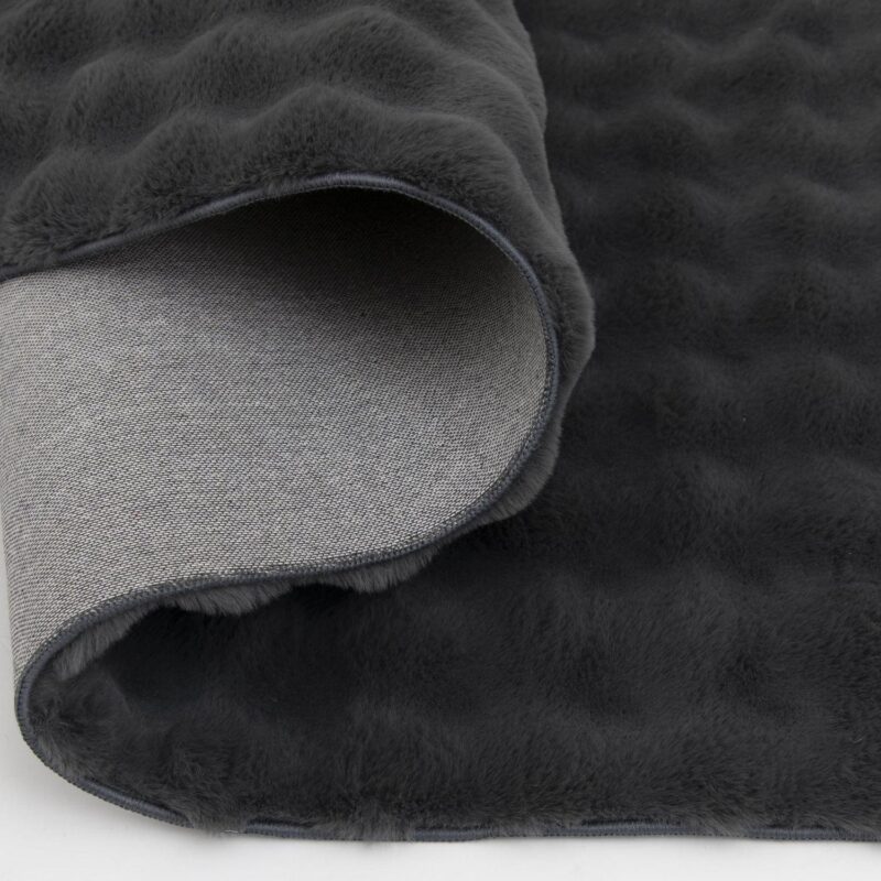 Better Homes and Gardens 7x10 Gray Faux Fur Bubbles Indoor Area Rug - Image 2