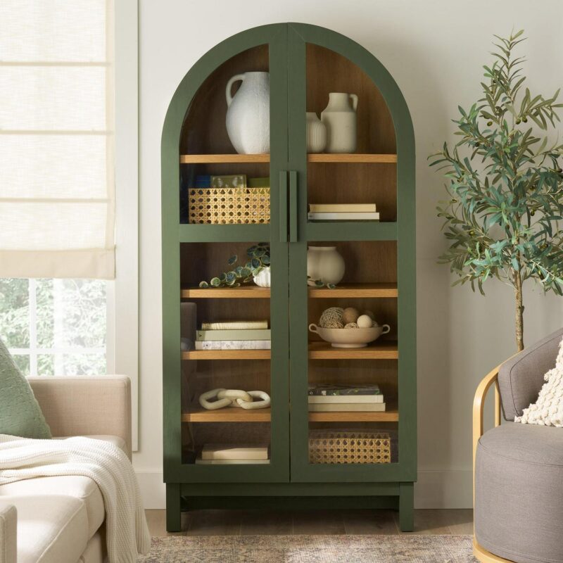 Better Homes and Gardens Juliet Arch Cabinet, Deep Green Finish