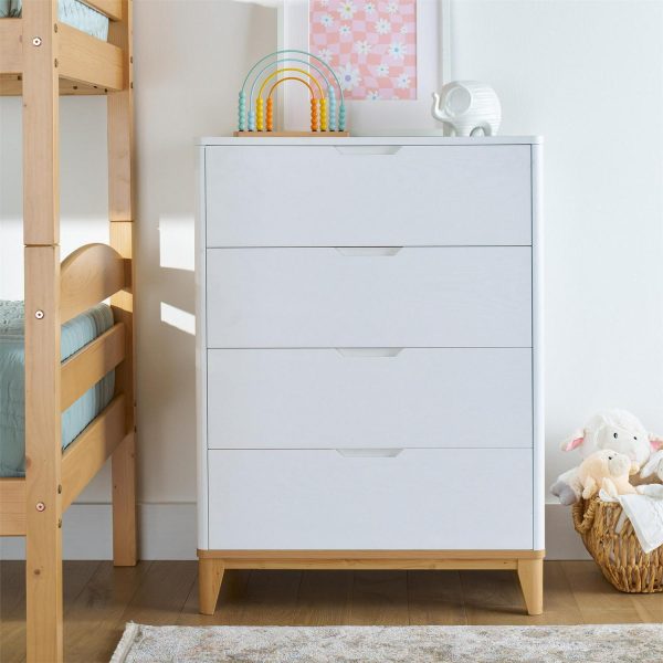 Better Homes and Gardens Leighton 4 Drawer Dresser, White and Natural