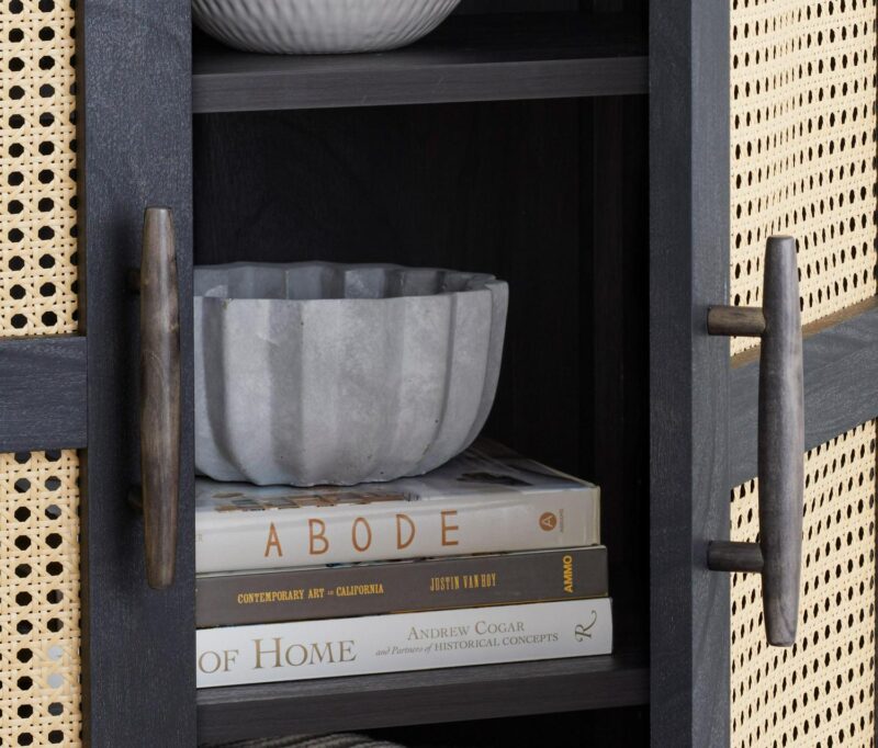 Better Homes and Gardens Springwood Caning Storage Cabinet, Charcoal Finish - Image 5