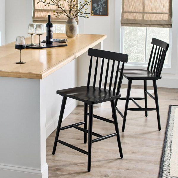 Better Homes and Gardens Gerald Counter Stool 2 Pack, Rich Black Finish
