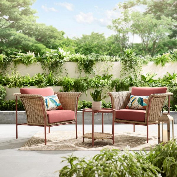 Better Homes and Gardens Trezza Wicker 3-Piece Outdoor Chat Set, Terra Cotta