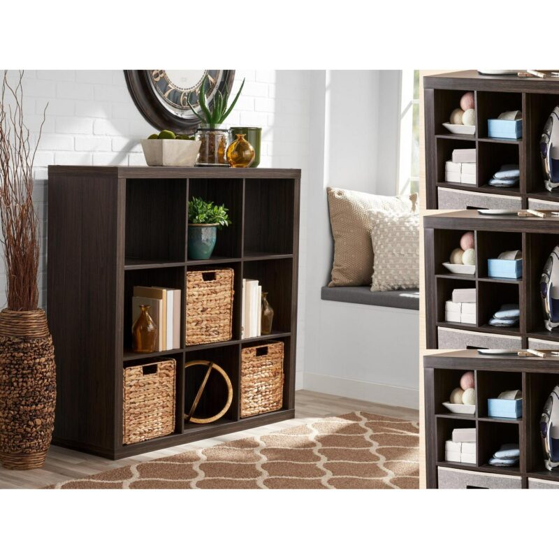 Better Homes and Gardens 9 Cube and 3 Better Homes and Gardens Quad Inserts Bundle-Tobacco Oak
