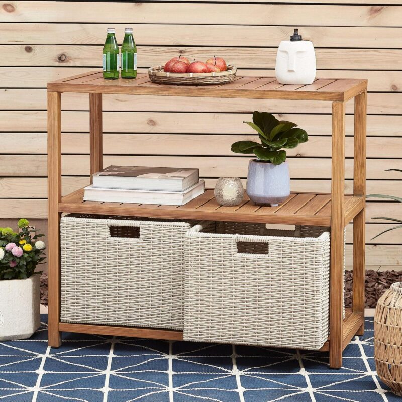 Better Homes and Gardens Davenport Outdoor Patio Rectangular Steel Console Table, Gray - Image 2