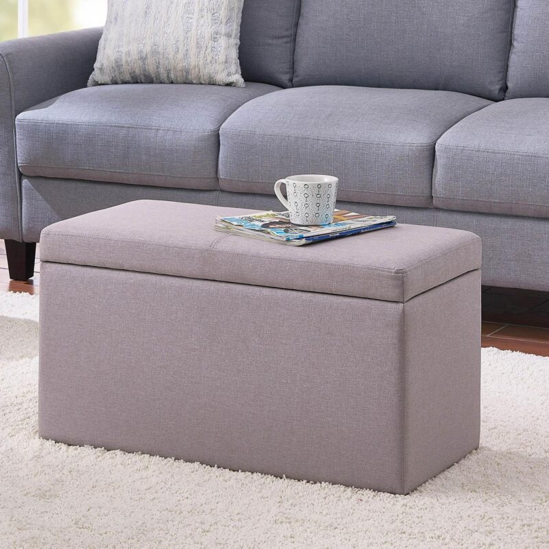 Better Homes and Gardens 30  Hinged Storage Ottoman, Sand Faux Linen - Image 3