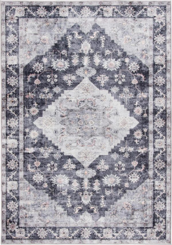Better Homes and Gardens Machine Washable Persian Indoor Area Rug, Gray, 7'2 x9'10