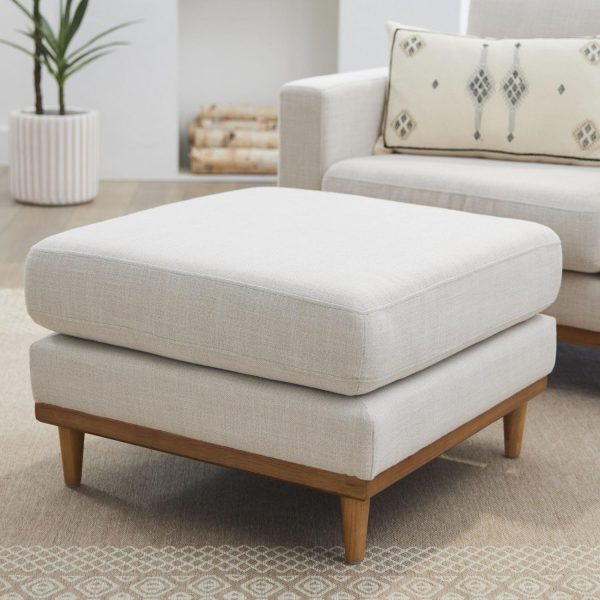 Better Homes and Gardens Springwood Square Wood Frame Ottoman, Light Honey Finish
