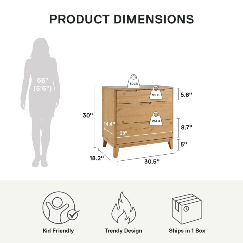 Better Homes and Gardens Leighton 3 Drawer Dresser, Natural - Image 9