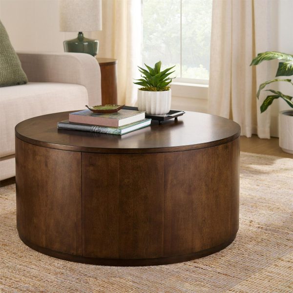 Better Homes and Gardens Miller Drum Coffee Table, Walnut