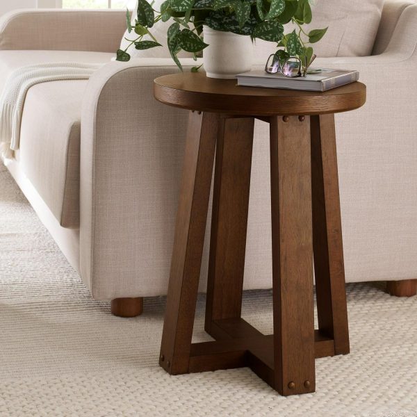 Better Homes and Gardens Ezra Round End Table, Walnut Finish