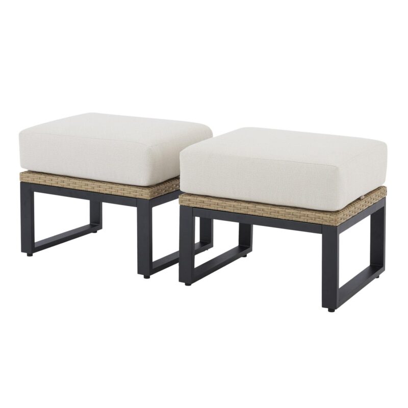 Better Homes and Gardens Ventura 2-Piece Outdoor Wicker Ottoman, Beige - Image 4