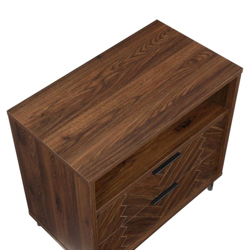 Better Homes and Gardens Wyatt Geo 2-Drawer Nightstand with USB, Walnut Finish - Image 5