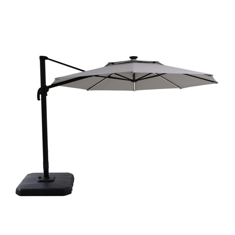 Better Homes and Gardens 11' Gray Octagonal Outdoor Cantilever Offset Patio Umbrella and Weighted Base - Image 2