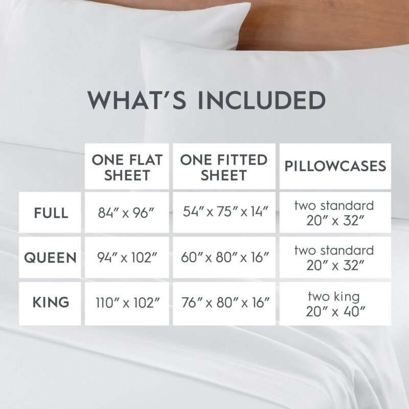 Better Homes and Gardens 4-Piece 400 Thread Count Arctic White Performance HYGROCOTTONA Sheet Set, Full - Image 8