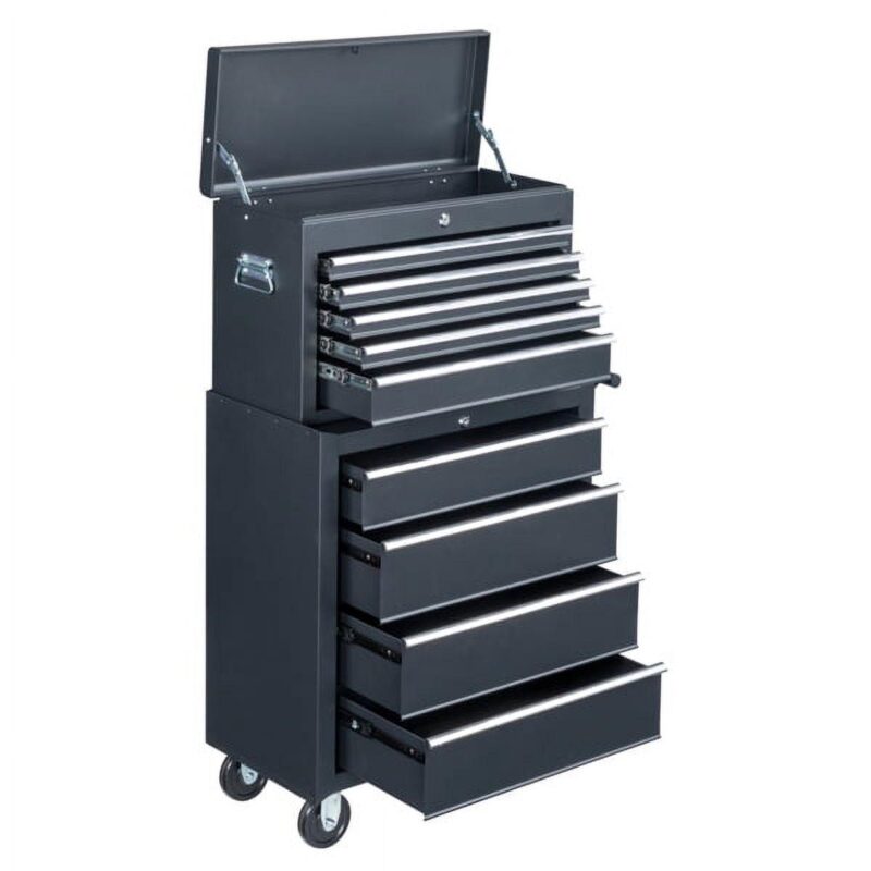 Black Heavy-Duty Steel Tool Cabinet with 5 Drawers and Wheels a 61.8cm Professional Industrial Tool Storage for Workshop, Garage, Auto Repair - Image 6