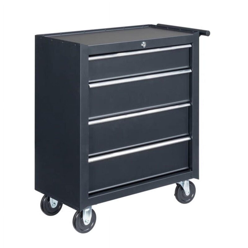 Black Heavy-Duty Steel Tool Cabinet with 5 Drawers and Wheels a 61.8cm Professional Industrial Tool Storage for Workshop, Garage, Auto Repair - Image 9