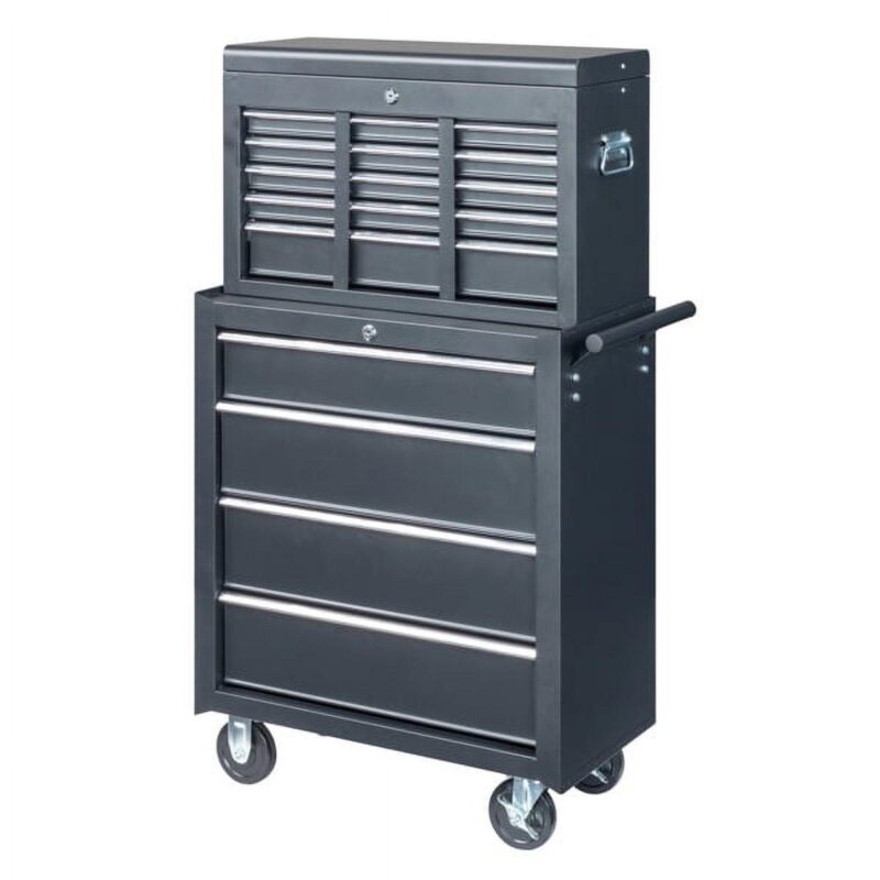 Black Heavy-Duty Steel Tool Cabinet with 5 Drawers and Wheels a 61.8cm Professional Industrial Tool Storage for Workshop, Garage, Auto Repair - Image 4