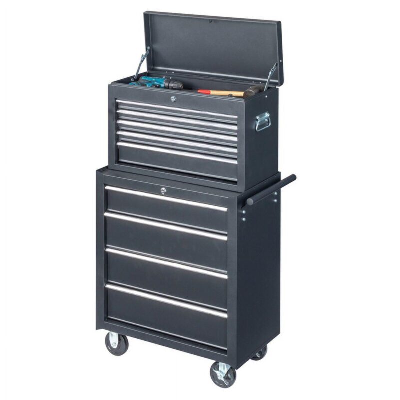 Black Heavy-Duty Steel Tool Cabinet with 5 Drawers and Wheels a 61.8cm Professional Industrial Tool Storage for Workshop, Garage, Auto Repair - Image 7