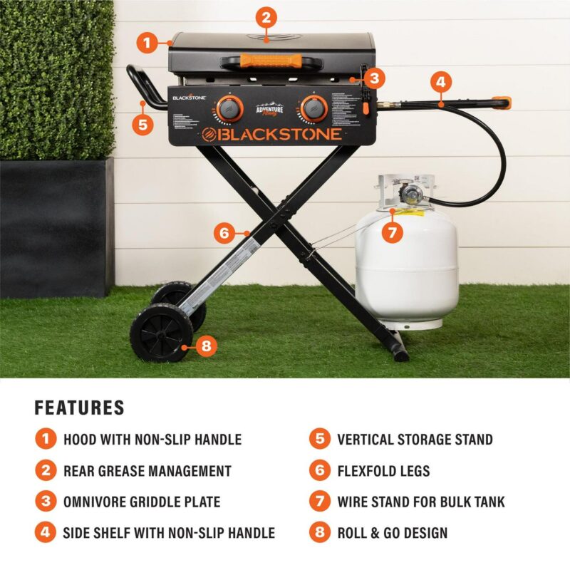 Blackstone Adventure Ready 2-Burner 22  Propane Omnivore Griddle with Flex-fold Legs - Image 5