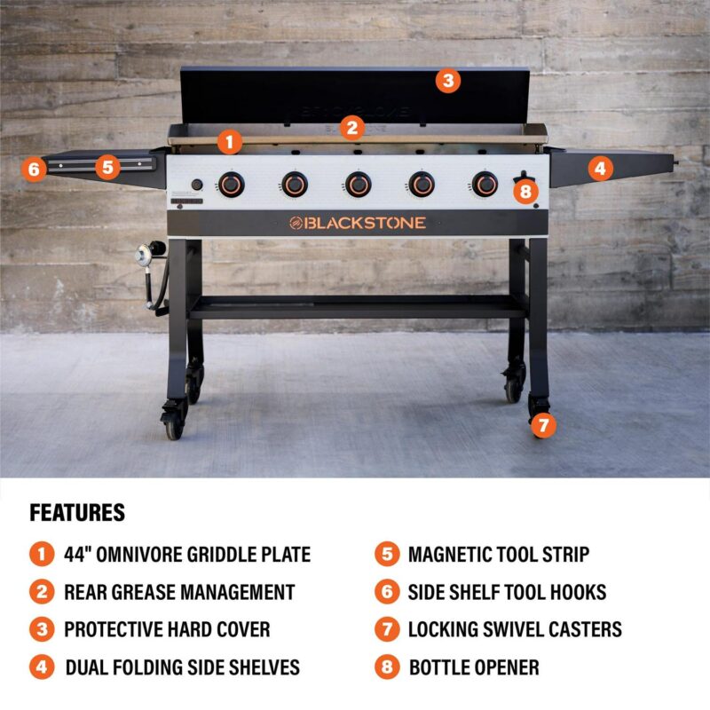 Blackstone Bronco 5-Burner 44  Omnivore Propane Griddle with Hard Cover - Image 5