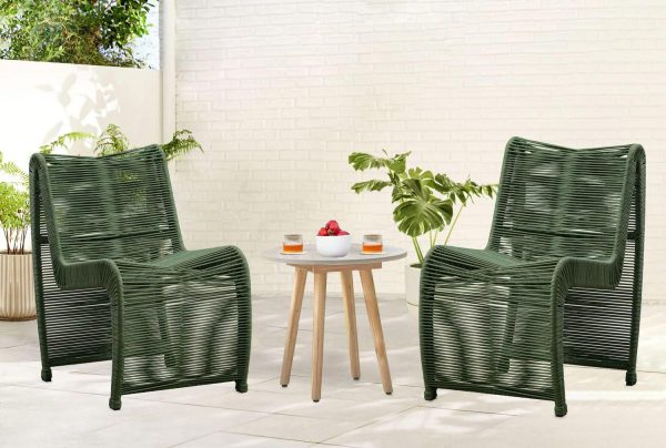 Boraam Lorenzo Rope Outdoor Patio Chairs, Set of 2 - Olive Green
