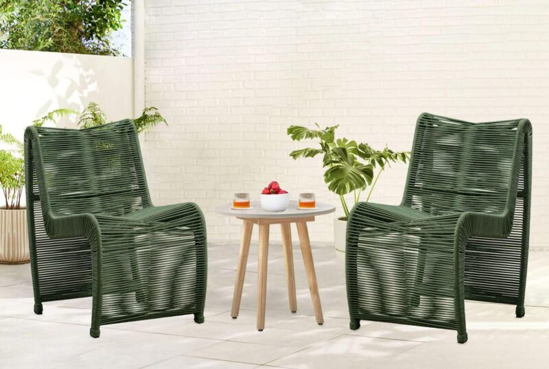 Boraam Lorenzo Rope Outdoor Patio Chairs, Set of 2 - Olive Green