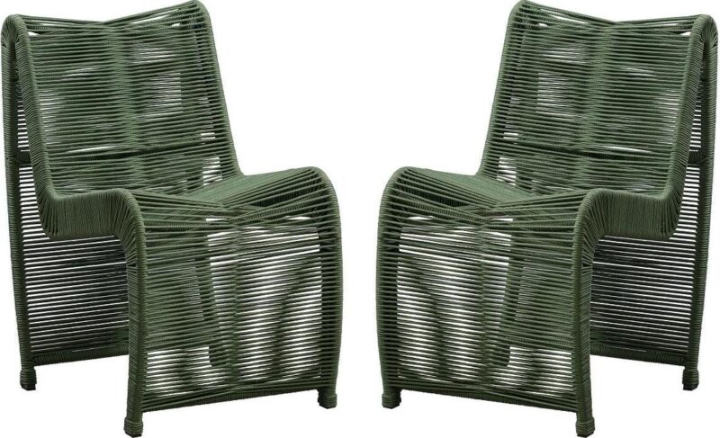 Boraam Lorenzo Rope Outdoor Patio Chairs, Set of 2 - Olive Green - Image 2
