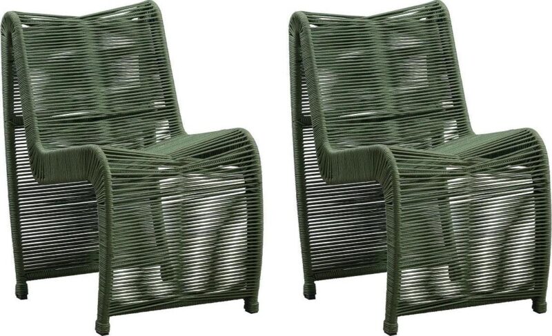 Boraam Lorenzo Rope Outdoor Patio Chairs, Set of 2 - Olive Green - Image 3
