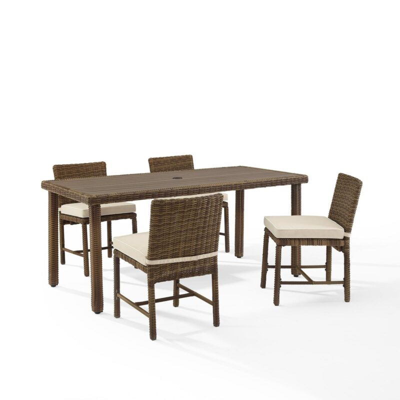Bradenton 5Pc Outdoor Wicker Dining Set Sand/Weathered Brown - Dining Table and 4 Dining Chairs - Image 6