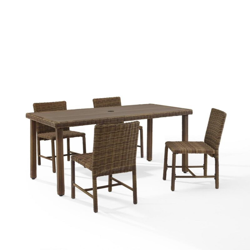 Bradenton 5Pc Outdoor Wicker Dining Set Sand/Weathered Brown - Dining Table and 4 Dining Chairs - Image 12