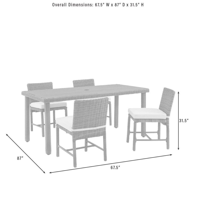 Bradenton 5Pc Outdoor Wicker Dining Set Sand/Weathered Brown - Dining Table and 4 Dining Chairs - Image 11