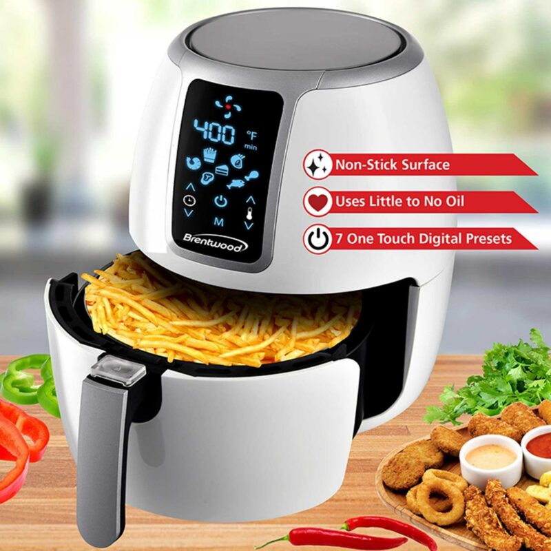 Brentwood Small 1400 Watt 4 Quart Electric Digital Air Fryer with Temperature Control in White - Image 2