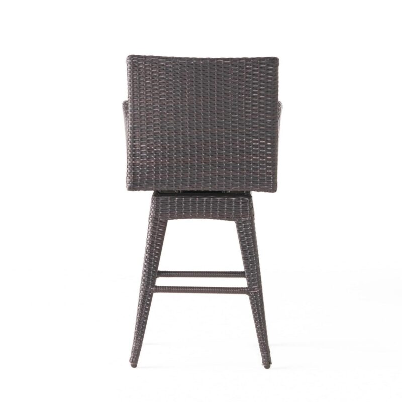 Brown Wicker Swivel Armed Barstool - Image 8