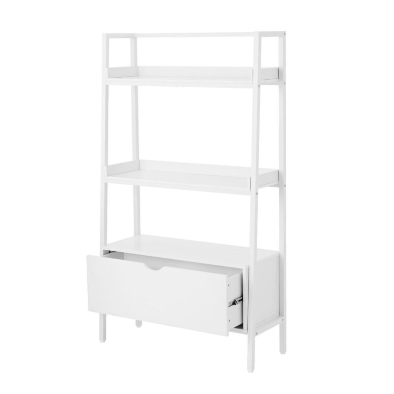 Build Your Own Furniture Kids Ladder Bookcase with Drawer, White - Image 3