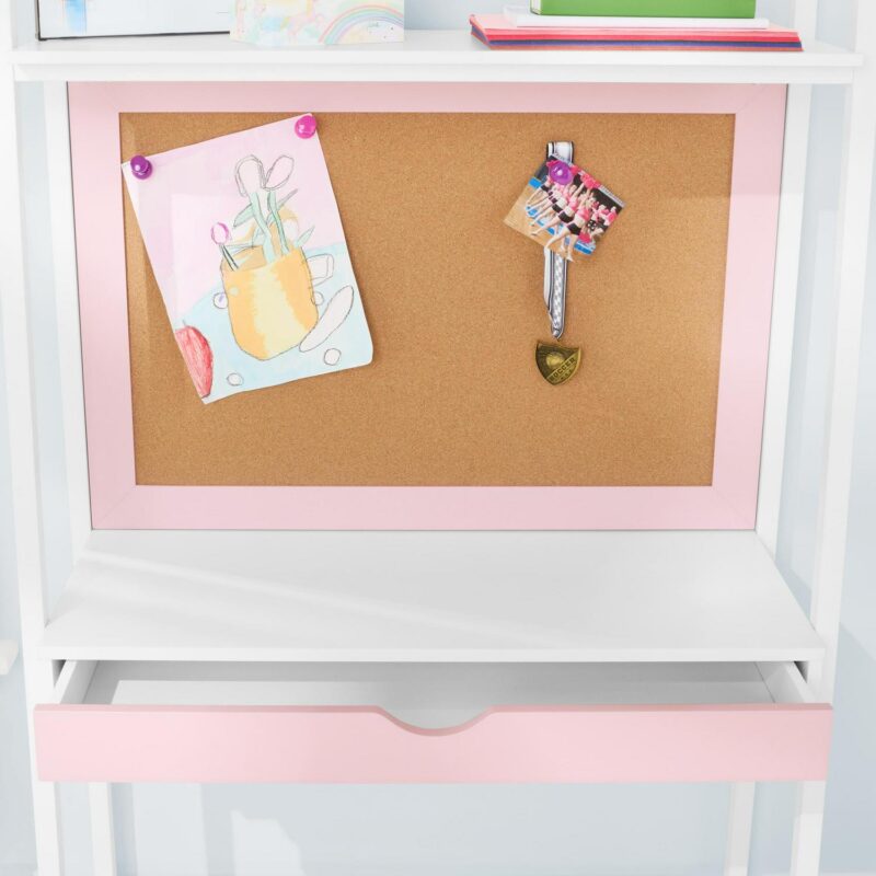 Build Your Own Furniture Kids Ladder Desk with Bulletin Board, Pink/White - Image 2