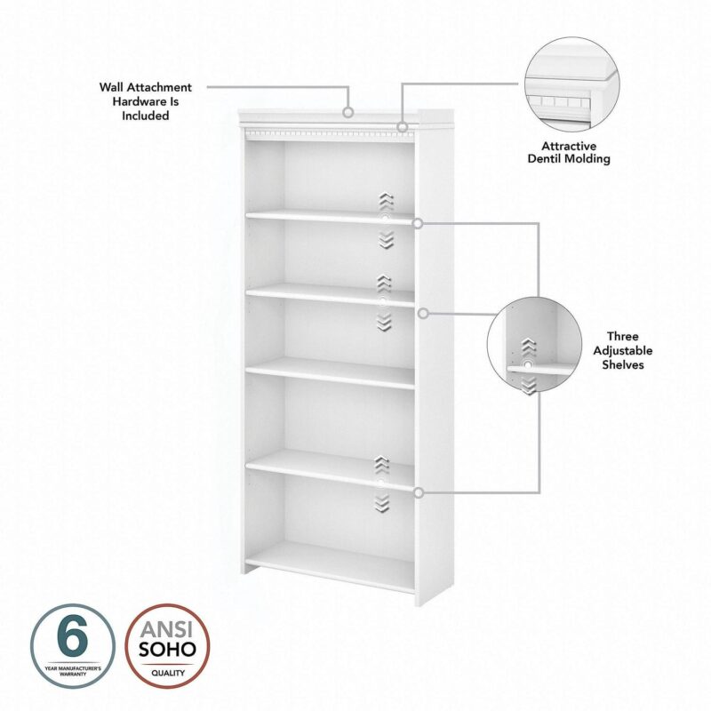 Bush Furniture Fairview Tall 5 Shelf Bookcase - Image 2