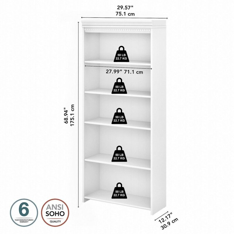 Bush Furniture Fairview Tall 5 Shelf Bookcase - Image 6