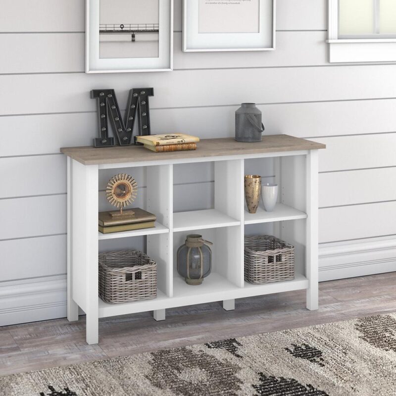 Bush Furniture Mayfield 6 Cube Bookcase in Shiplap Gray/White - Engineered Wood - Image 5
