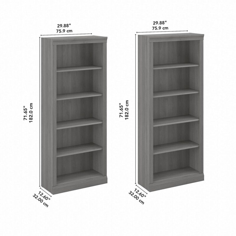 Bush Furniture Saratoga Tall 5 Shelf Bookcase - Set of 2 - Image 3