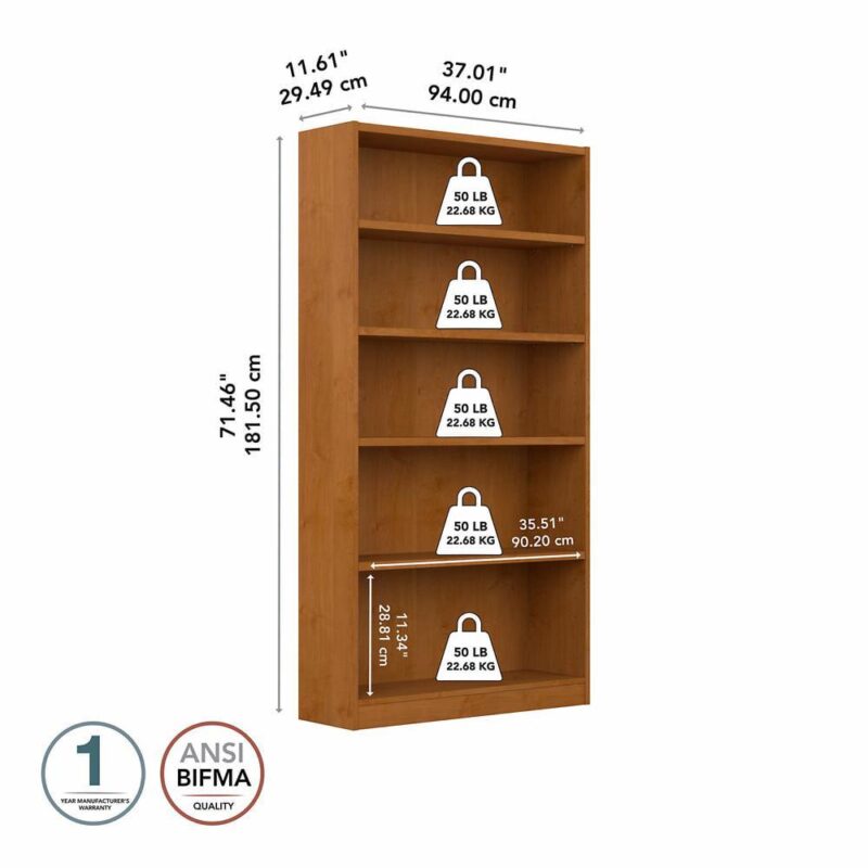 Bush Furniture Universal Tall 5 Shelf Bookcase - Image 4