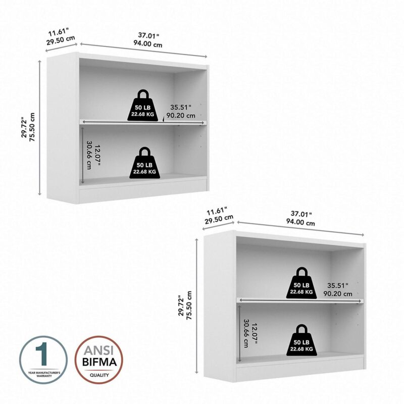 Bush Furniture Universal 2 Shelf Bookcase Set of 2 - Image 3