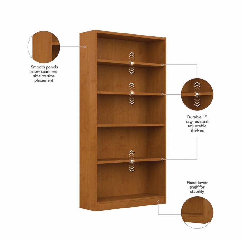 Bush Furniture Universal Tall 5 Shelf Bookcase - Image 6