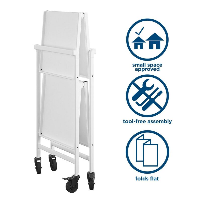 COSCO Outdoor Living(tm) Outdoor and Indoor Folding Serving Cart with Wheels and 2 Shelves, White - Image 4