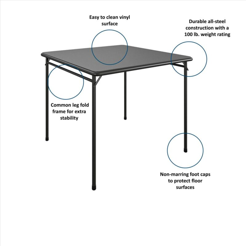 COSCO Premium 5-Piece Folding Table and Chair Dining Set, Black - Image 4
